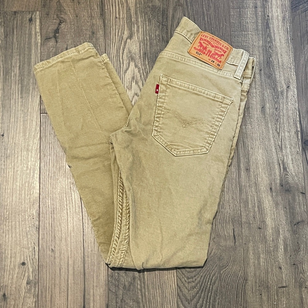 Levis 512 Slim Taper Corduroy Pants Tan Khaki 28x30 Mens Casual Workwear